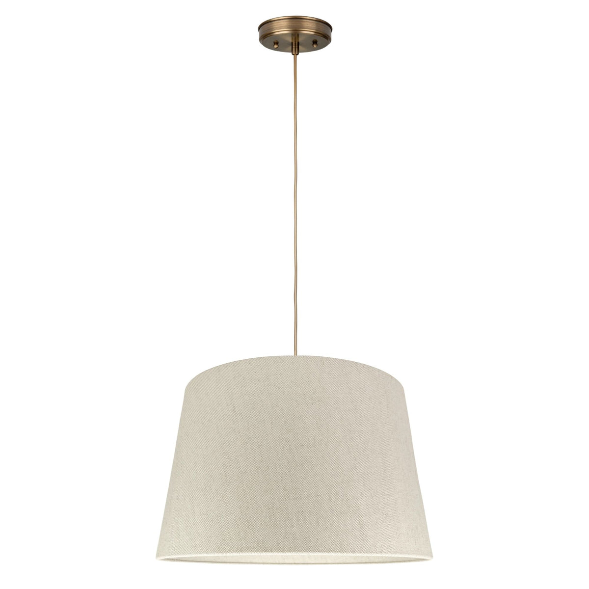 Lino Stożek – lampa wisząca z lnianym abażurem i mosiądzem Ø45