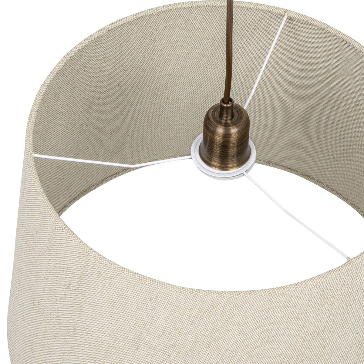 Lino Stożek – lampa wisząca z lnianym abażurem i mosiądzem Ø45
