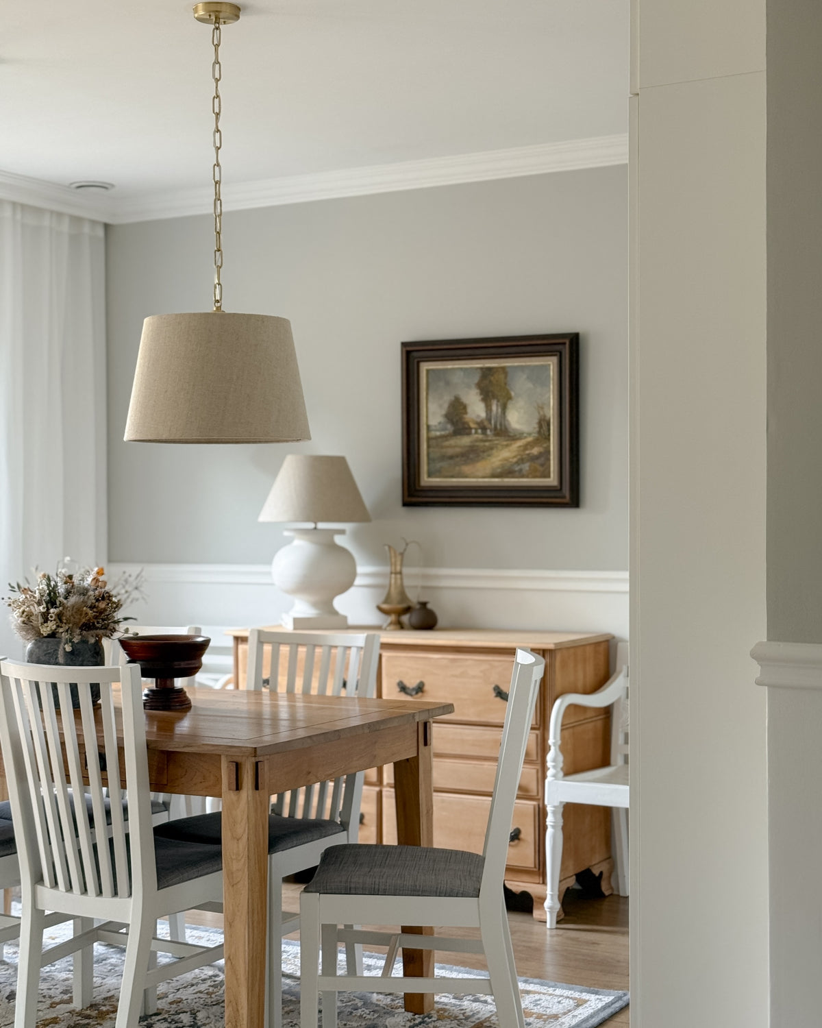 Lampa wisząca SILIA len 45 cm - Szczotkowany mosiądz - 125 cm