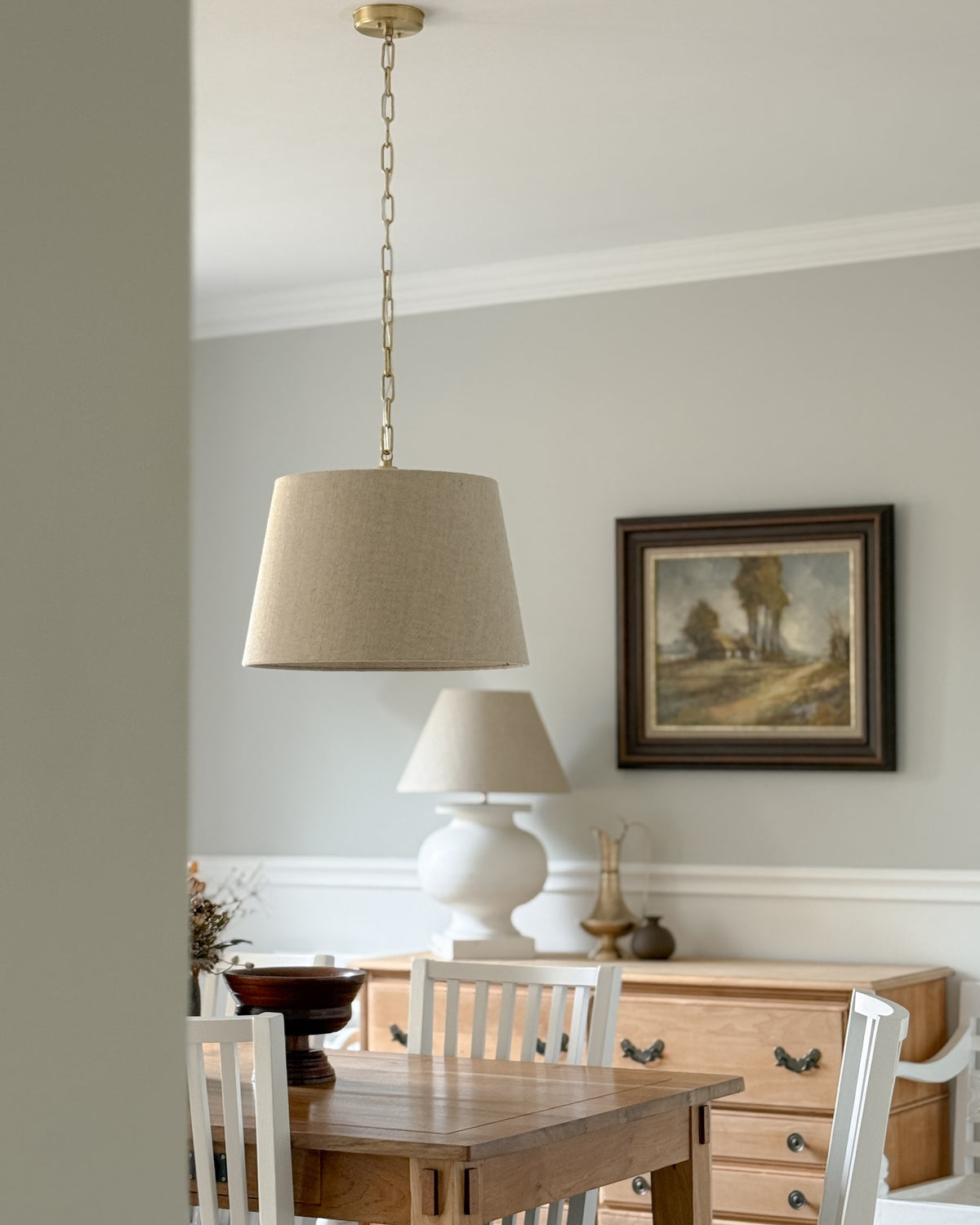 Lampa wisząca SILIA len 45 cm - Szczotkowany mosiądz - 125 cm