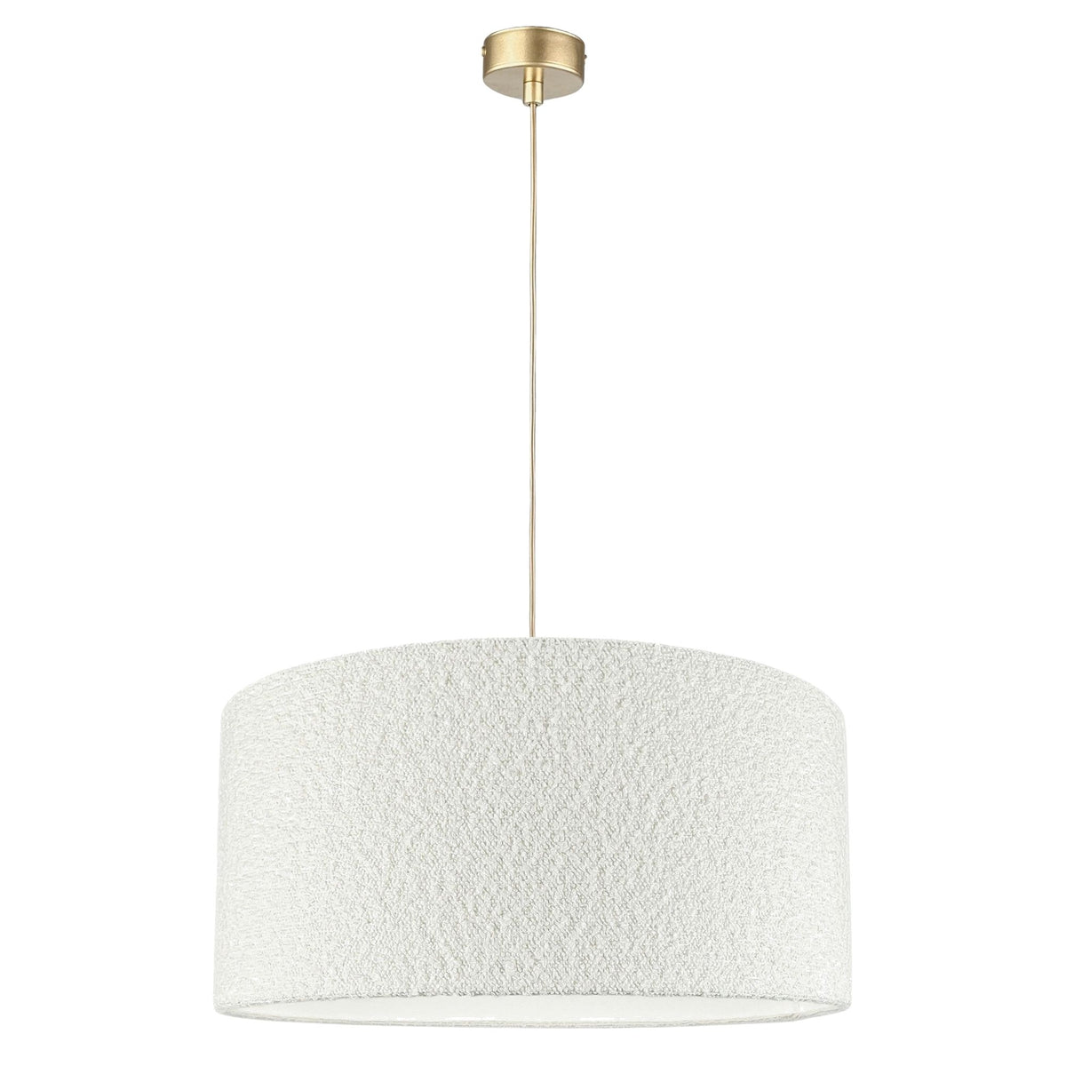Nebia – lampa wisząca z abażurem z puszystej tkaniny bouclé