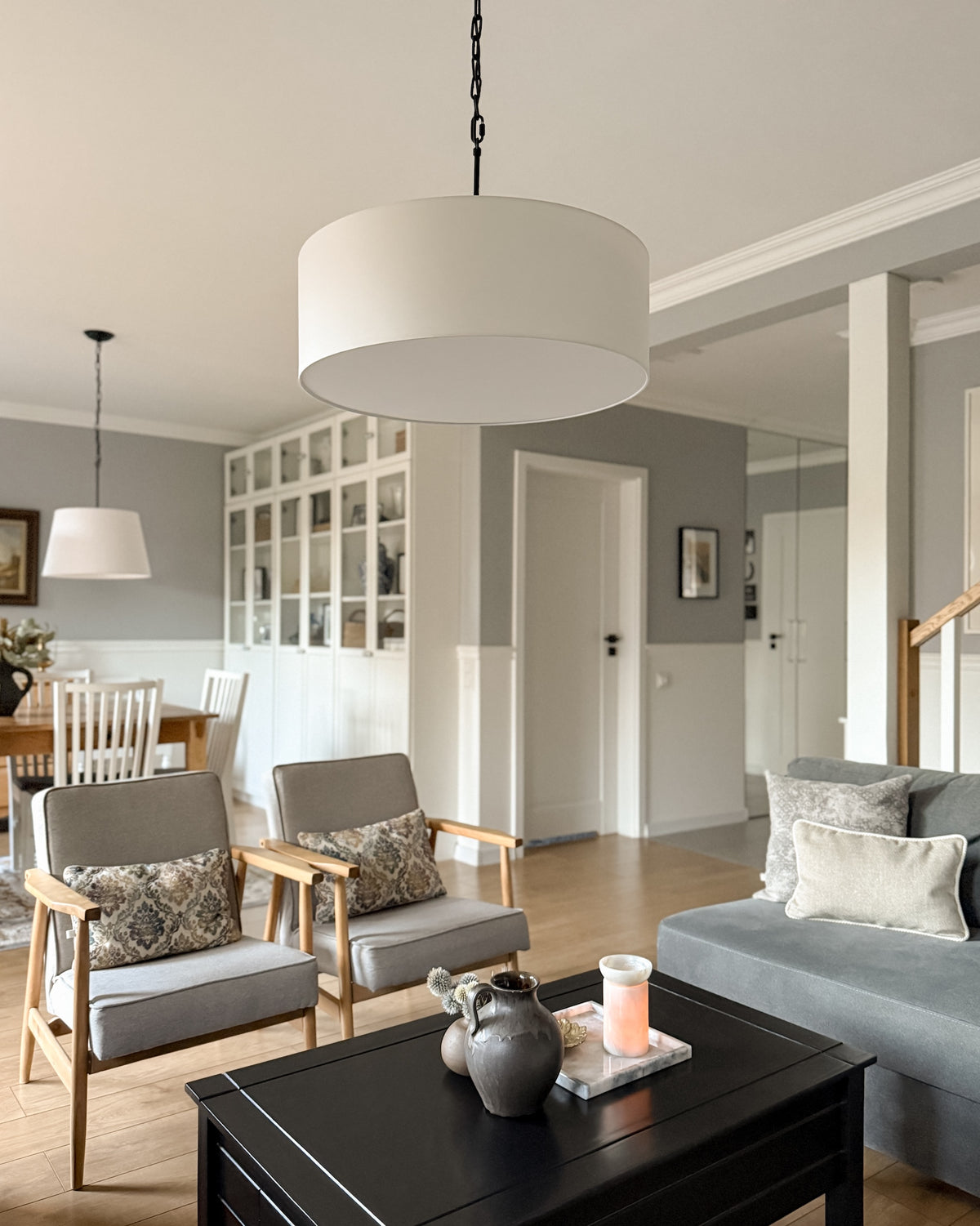 Lampa wisząca SILIA biały 60 cm - Czarny