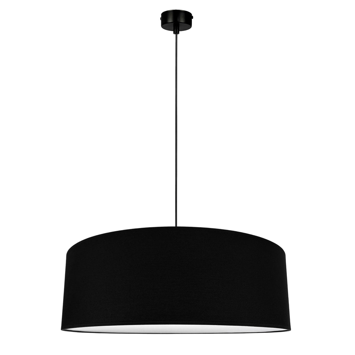Base III – czarna lampa wisząca z pergaminową blendą Ø60