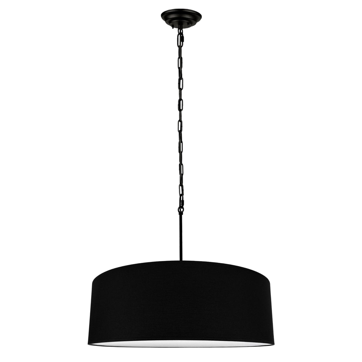 Silia Black II – czarna lampa wisząca na łańcuchu z blendą Ø60