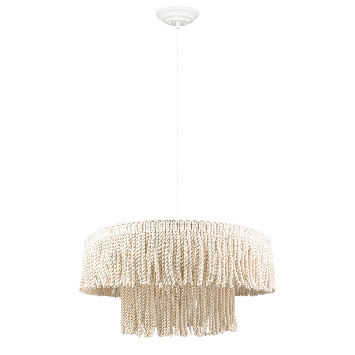 Mira – dwuwarstwowa lampa wisząca z bawełnianych sznurów Ø50