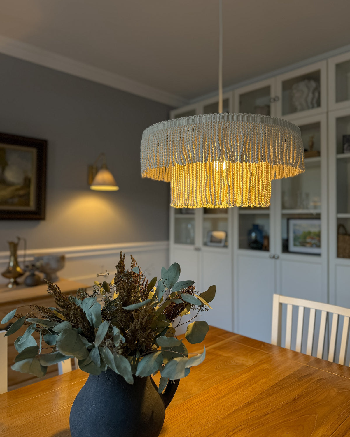 Mira – dwuwarstwowa lampa wisząca z bawełnianych sznurów Ø50