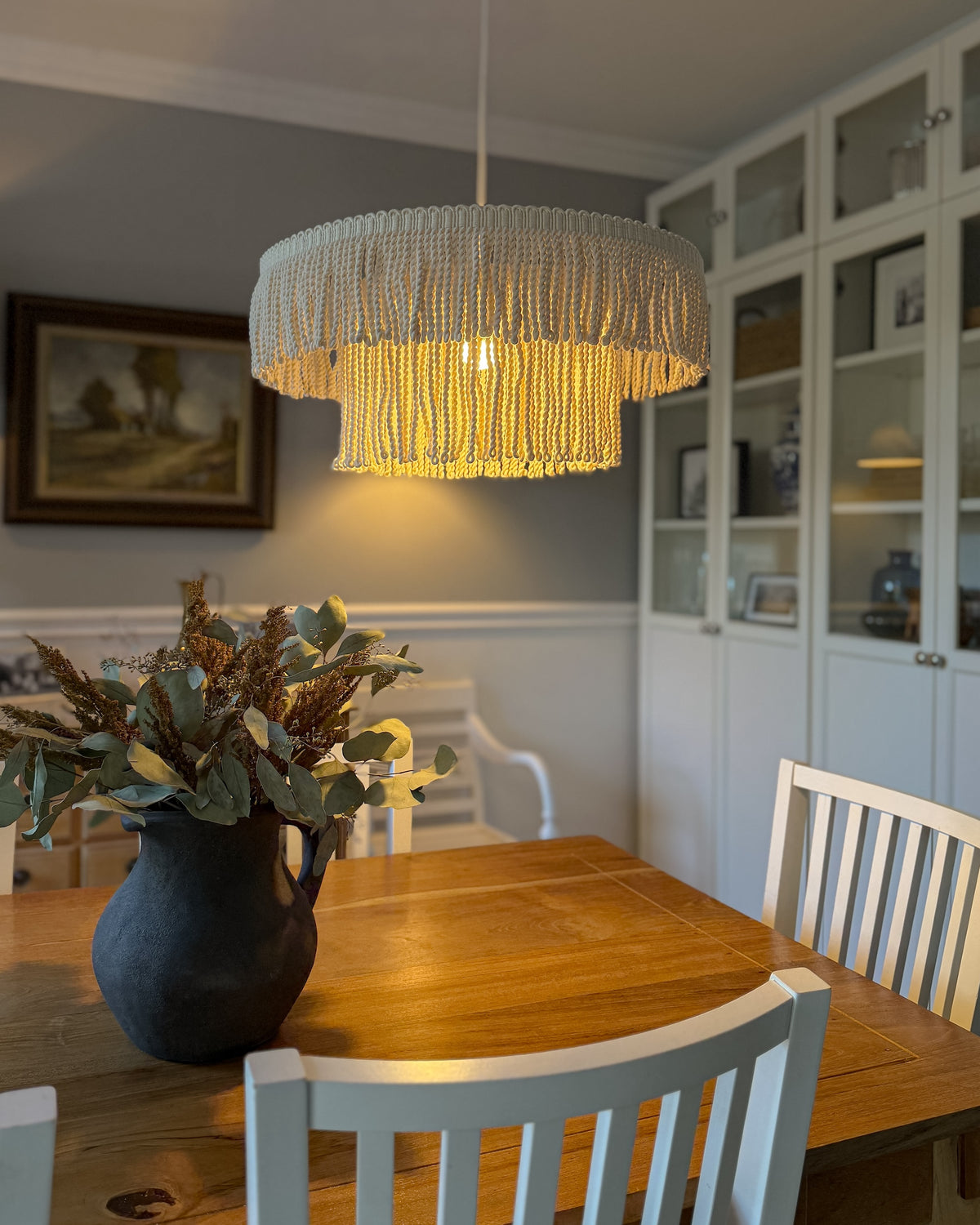 Mira – dwuwarstwowa lampa wisząca z bawełnianych sznurów Ø50