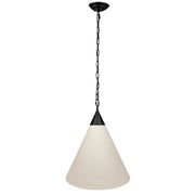 Tiara Black – stożkowa lampa wisząca z lnu na łańcuchu Ø40