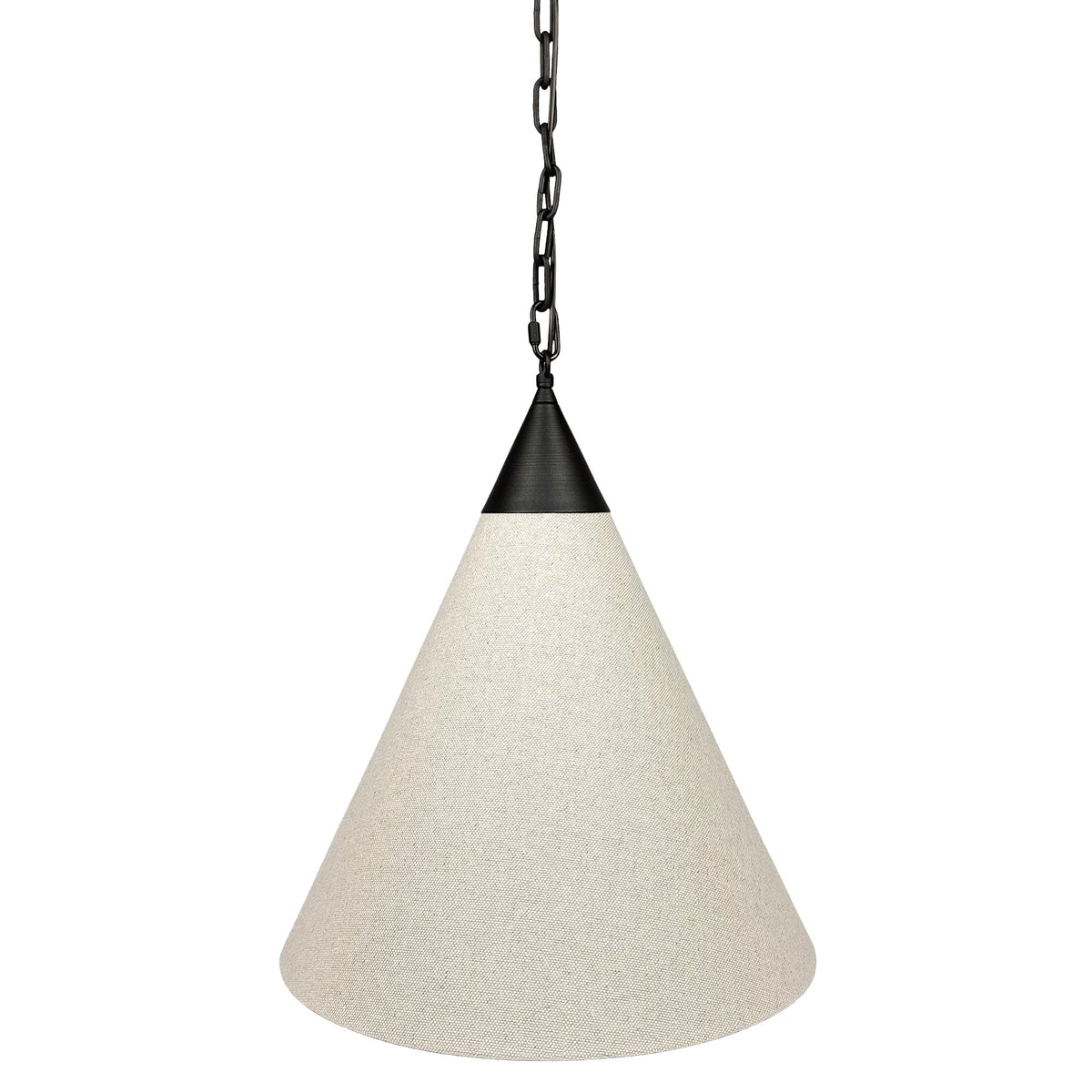 Tiara Black – stożkowa lampa wisząca z lnu na łańcuchu Ø40