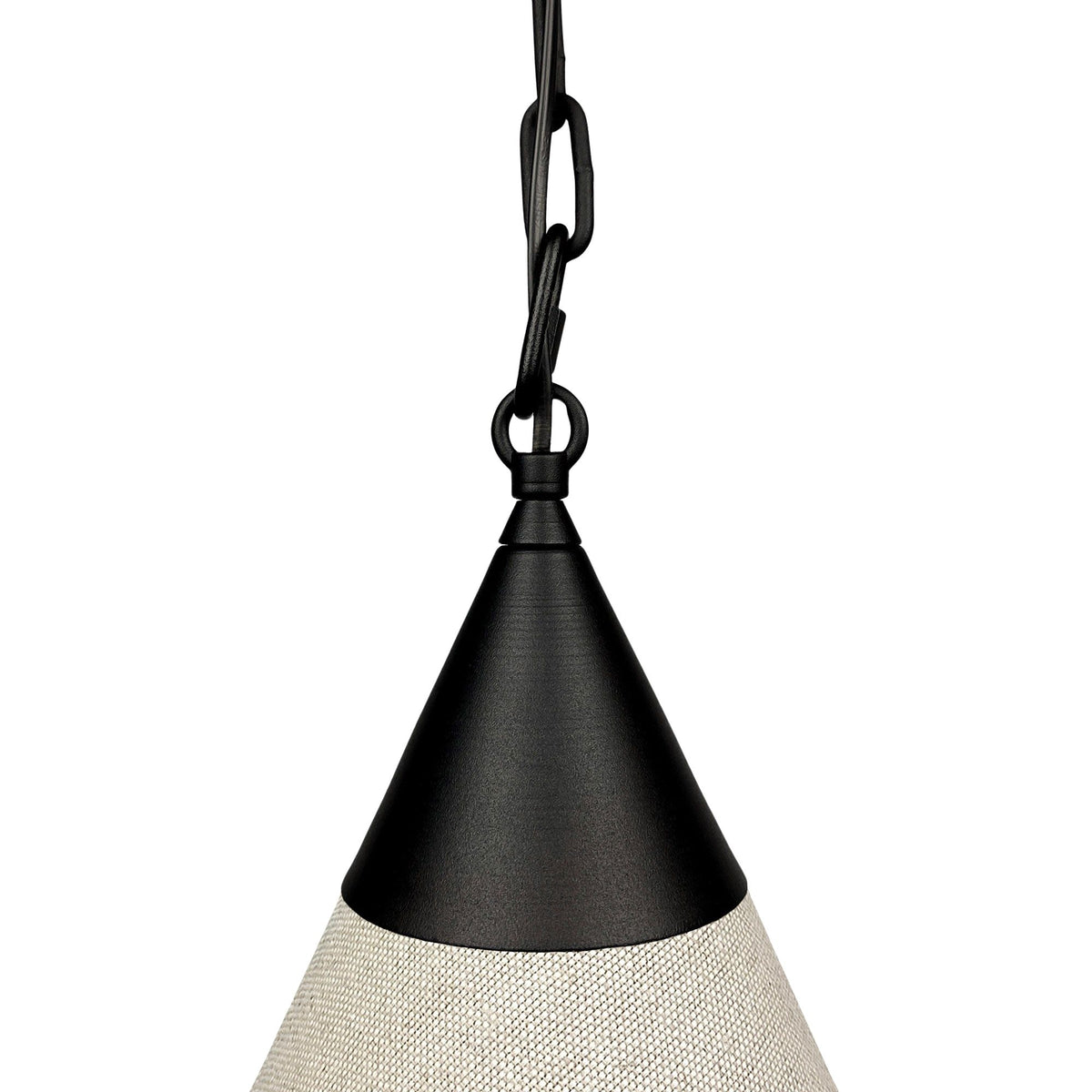 Tiara Black – stożkowa lampa wisząca z lnu na łańcuchu Ø40