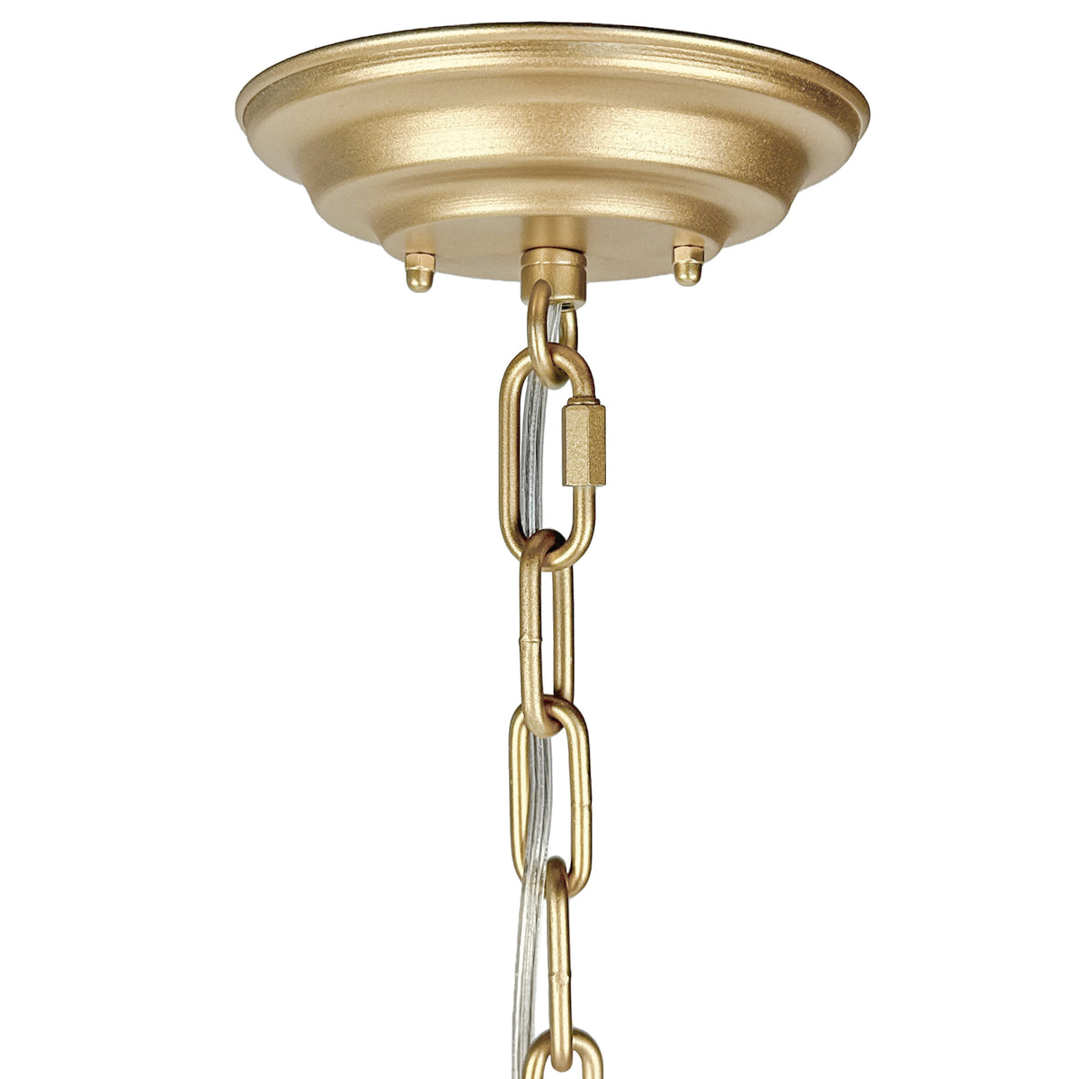 Tiara Gold – stożkowa lampa wisząca z białej bawełny Ø40