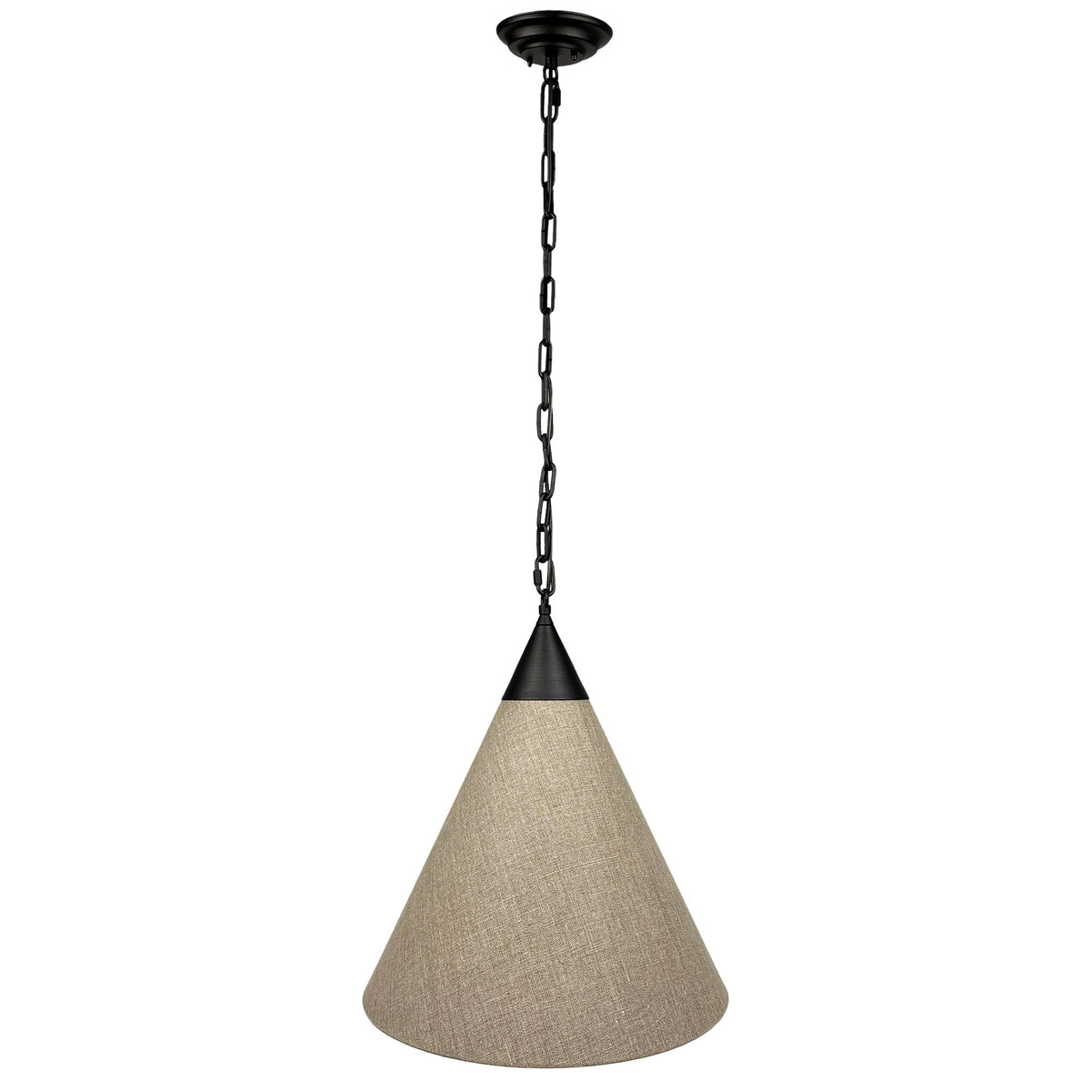Tiara Black – stożkowa lampa wisząca z ciemnego lnu Ø40