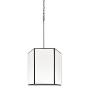 Gabia – sześciokątna lampa wisząca z bawełny z czarną lamówką