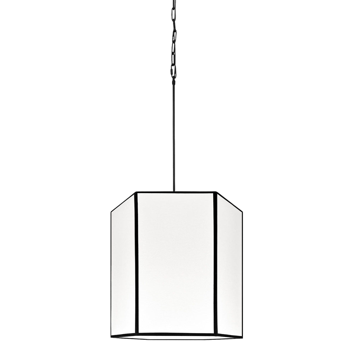 Gabia – sześciokątna lampa wisząca z bawełny z czarną lamówką