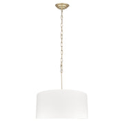 Silia – owalna lampa wisząca z białej bawełny na łańcuchu