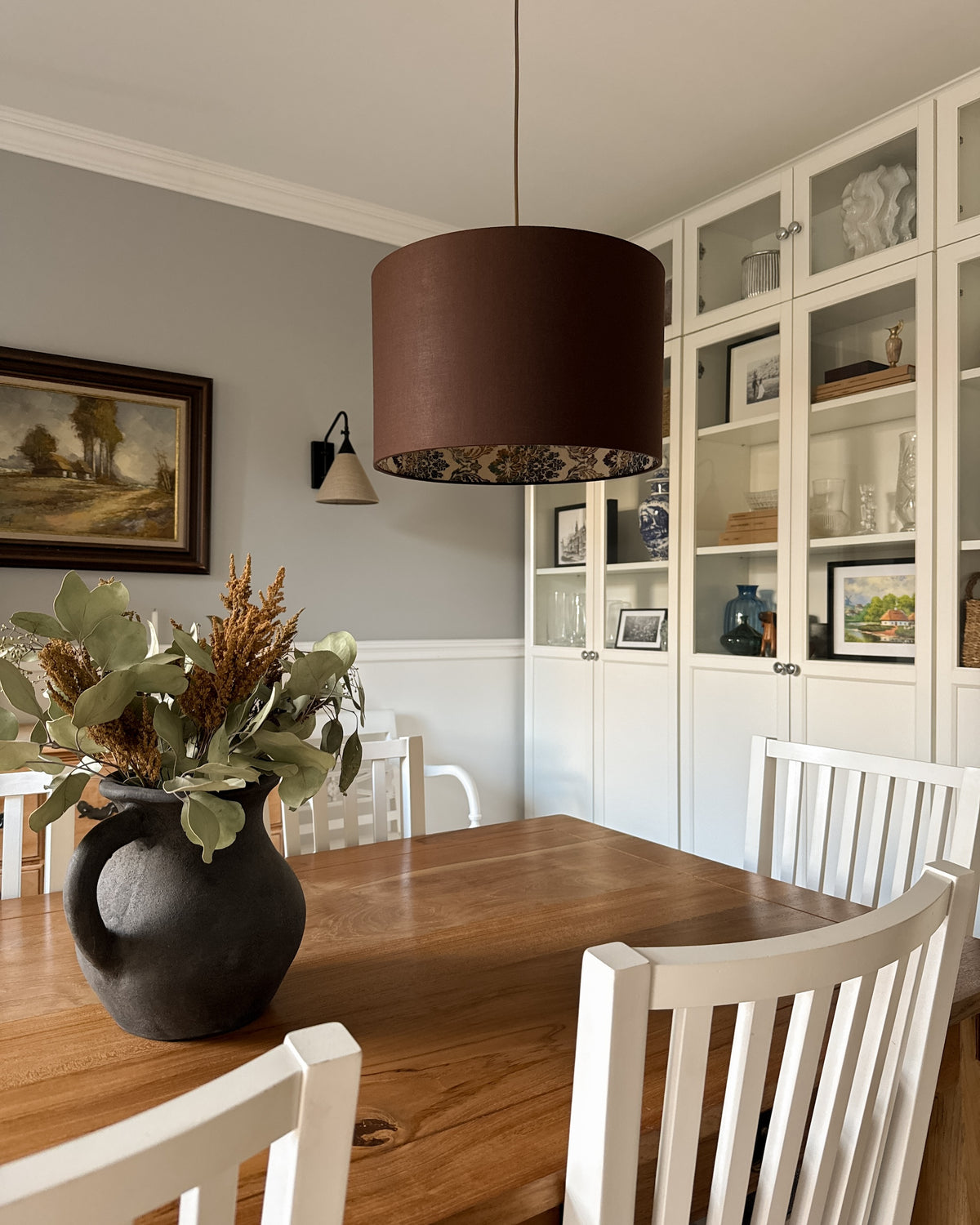 Lampa wisząca FARMHOUSE - Ciepły żakard - 38 cm
