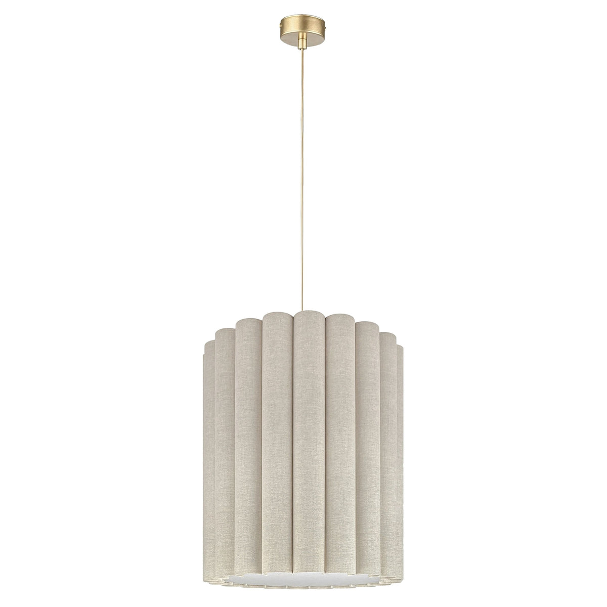 Onde I – lampa wisząca z naturalnego lnu o falowanych bokach Ø35