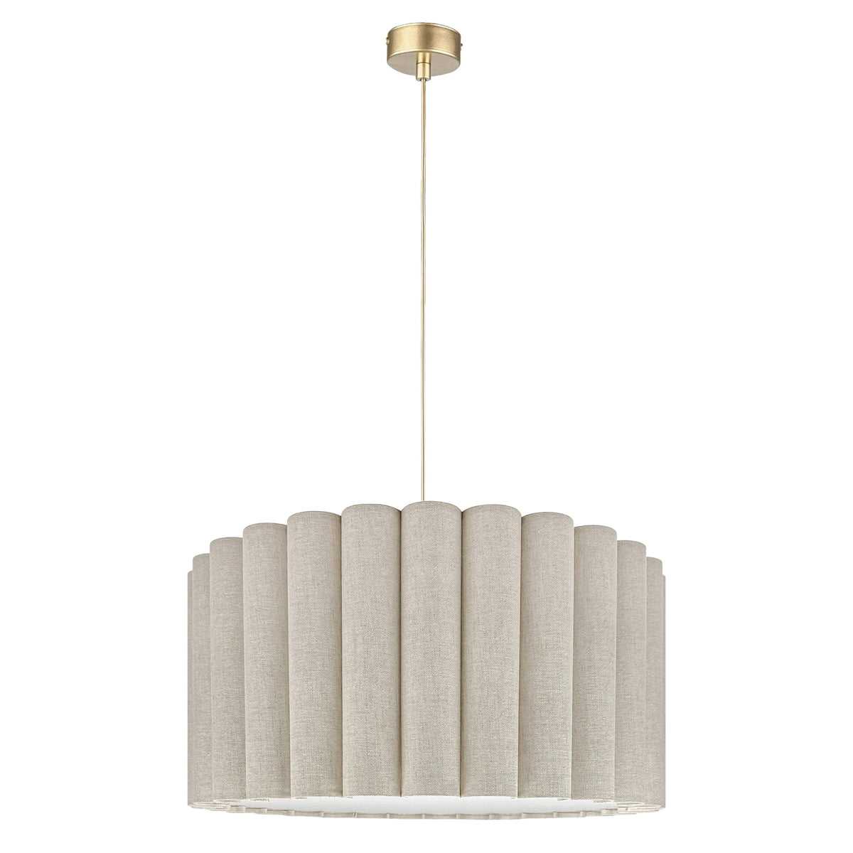 Onde II – lampa wisząca z naturalnego lnu o falowanych bokach Ø50
