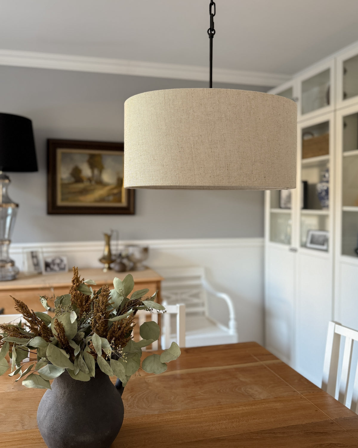 Lampa wisząca SILIA len 52 cm - Czarny