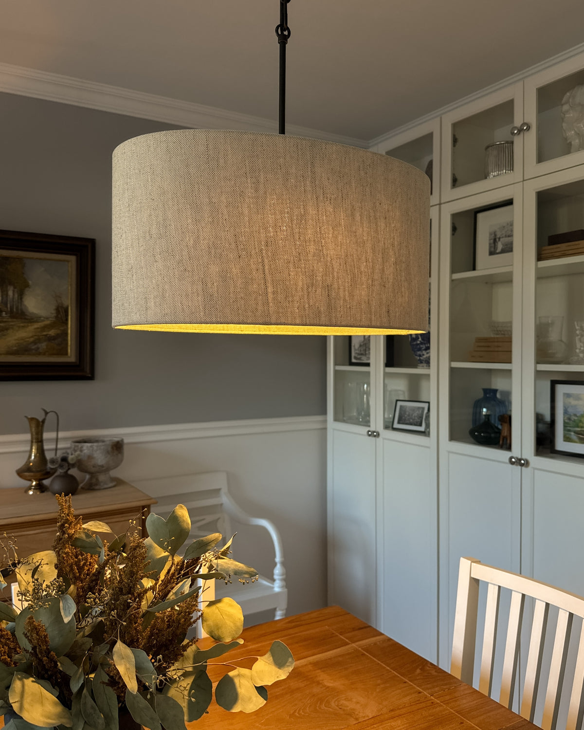 Lampa wisząca SILIA len 52 cm - Czarny