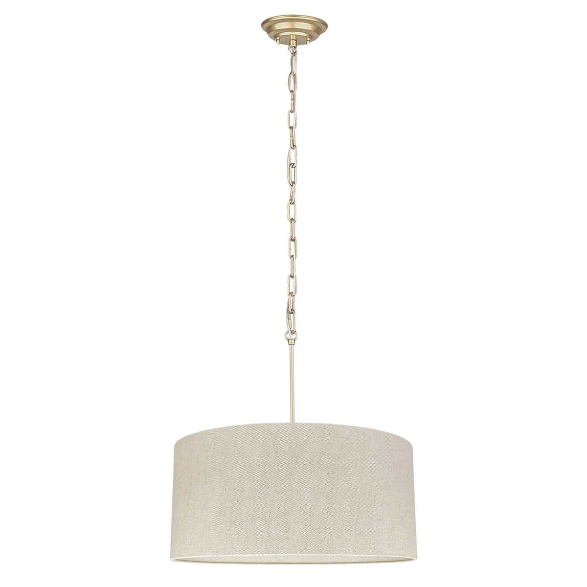 Silia Len – owalna lampa wisząca z lnianym abażurem na łańcuchu