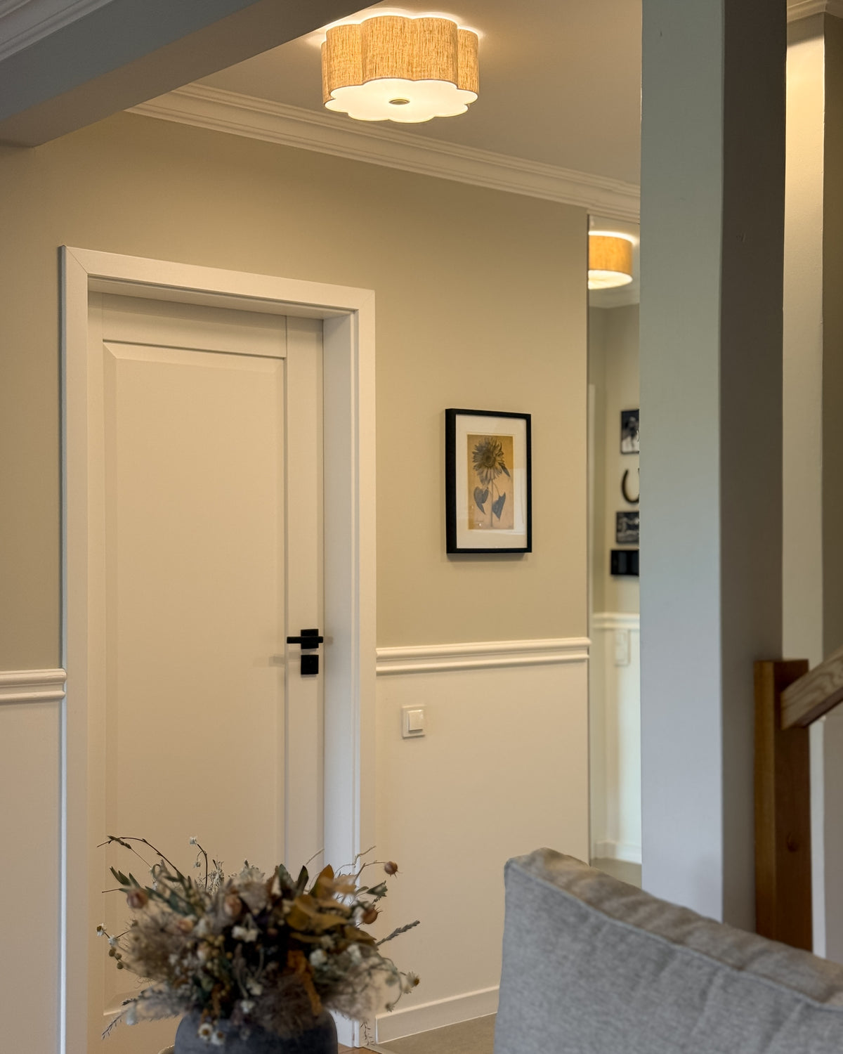 Aurea Gold – kwiatowy plafon i kinkiet z naturalnego lnu Ø35