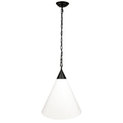 Tiara Black – stożkowa lampa wisząca z białej bawełny Ø40