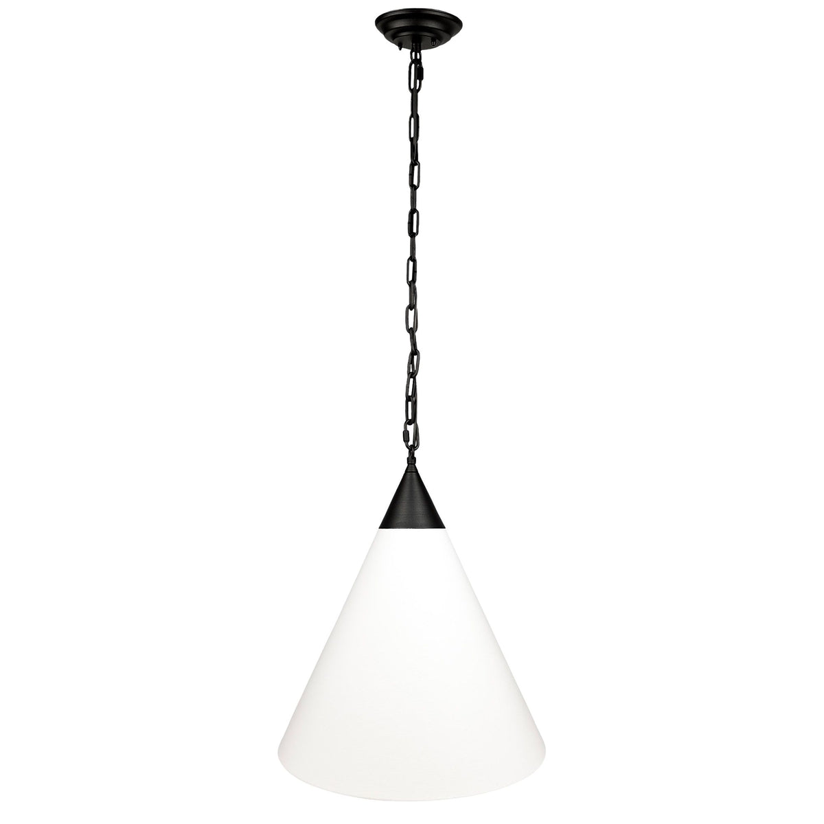 Tiara Black – stożkowa lampa wisząca z białej bawełny Ø40