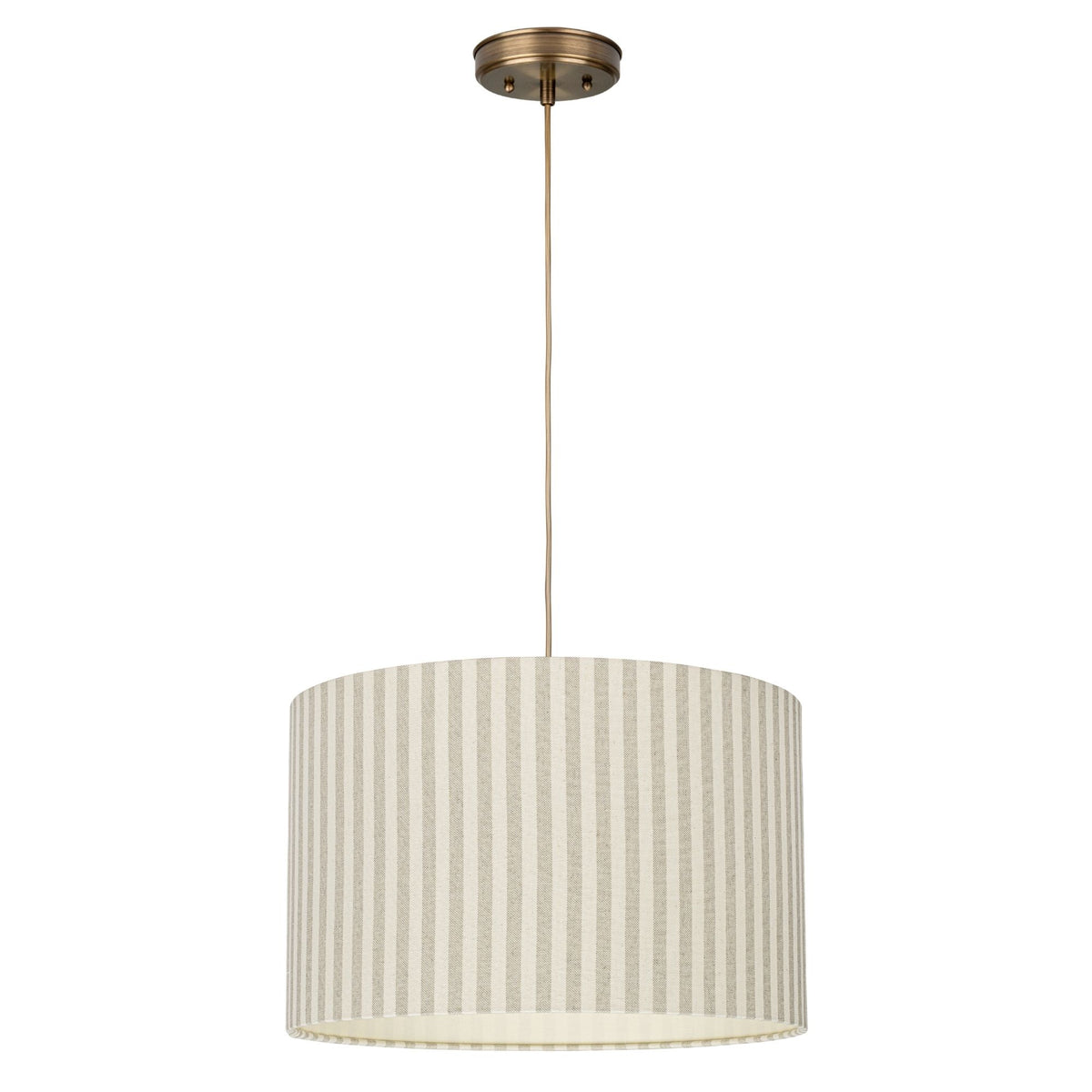 Sand Walec – lampa wisząca z abażurem w paski i mosiądzem Ø38