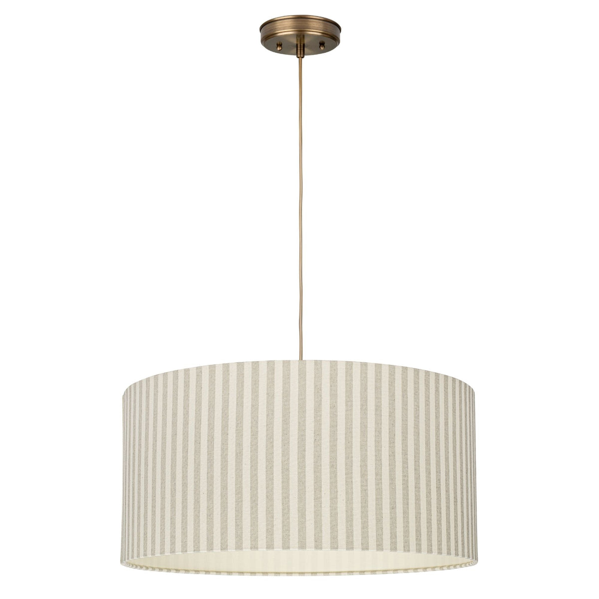 Sand Walec – lampa wisząca z abażurem w paski i mosiądzem Ø50