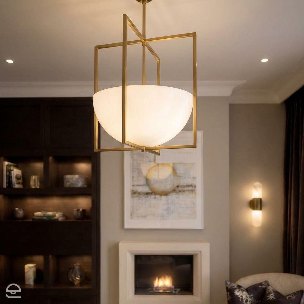 Royce – geometryczna wisząca latarnia ze szkłem mlecznym