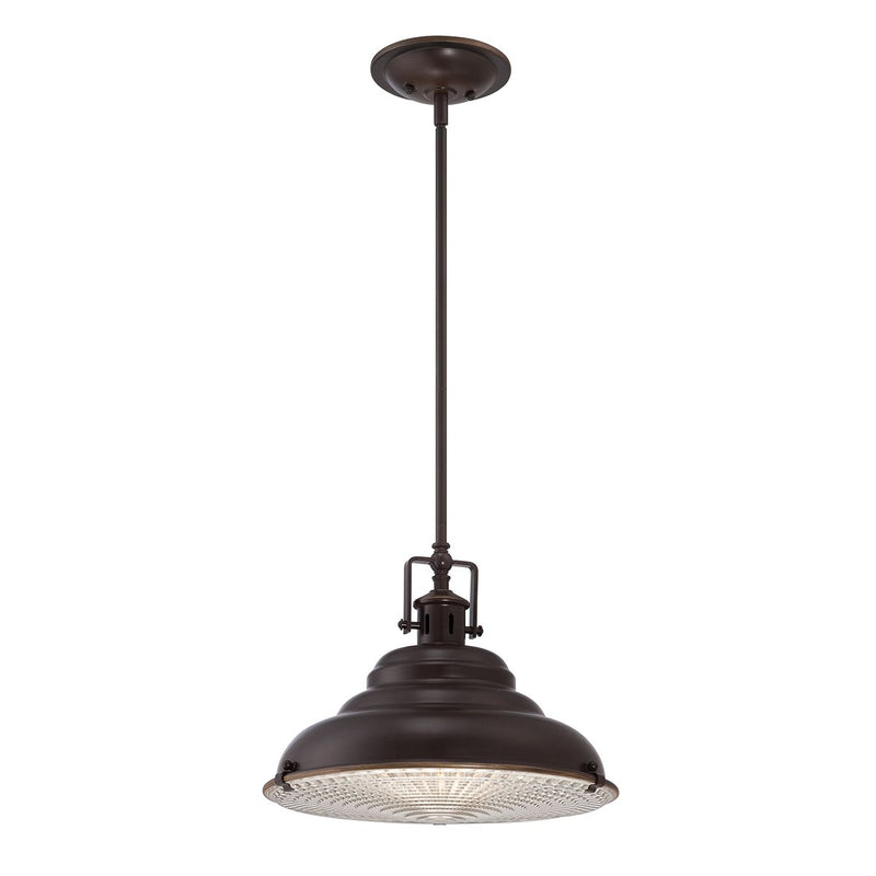 Industrialna / rustykalna lampa wisząca do jadalni / kuchni East (brąz palladiański) - Quoizel, 37cm, 1xE27