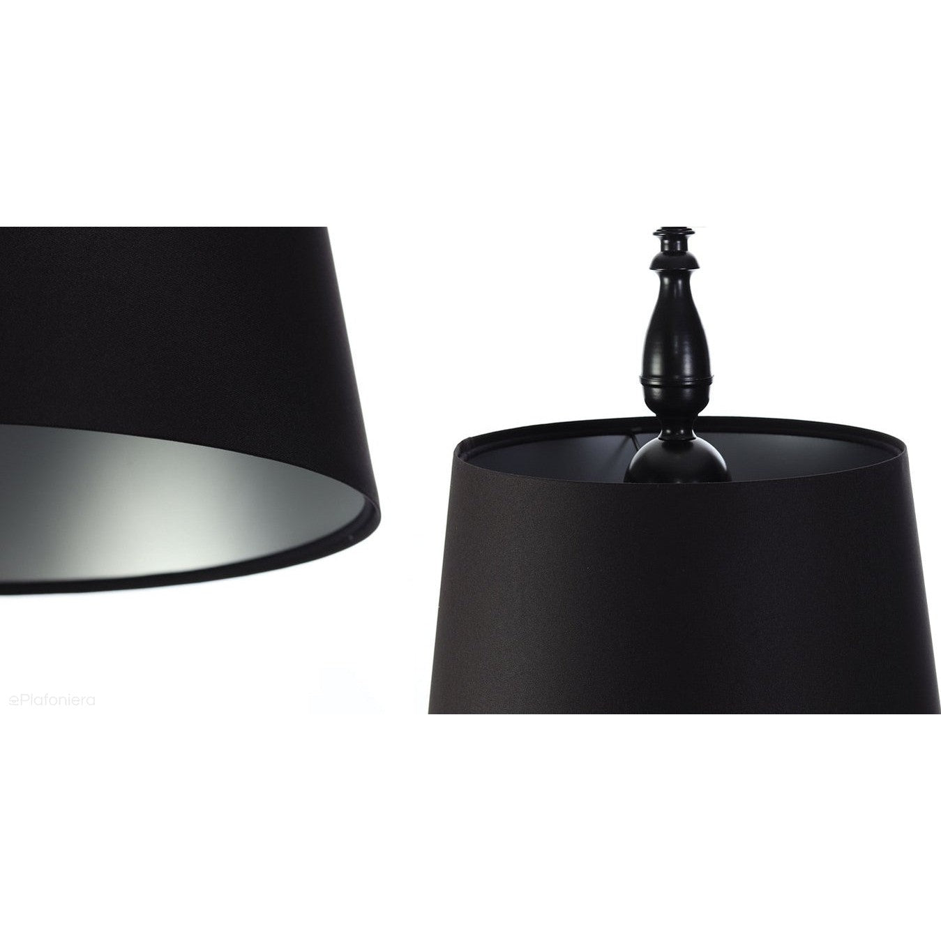 Satynowy rustykalny abażur -czarna lampa wisząca (czarny metal) Lukrecja, ręcznie robiona