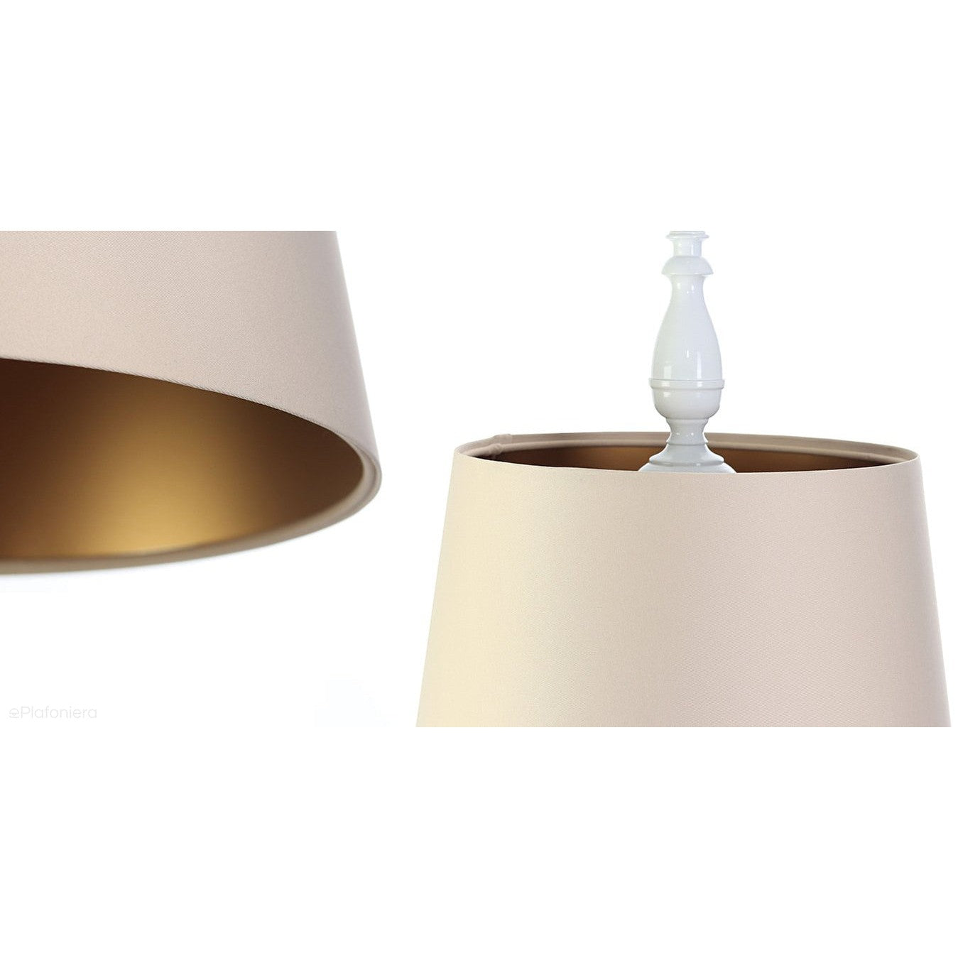 Satynowy rustykalny abażur -kremowa lampa wisząca (biały metal) Magnolia, ręcznie robiona