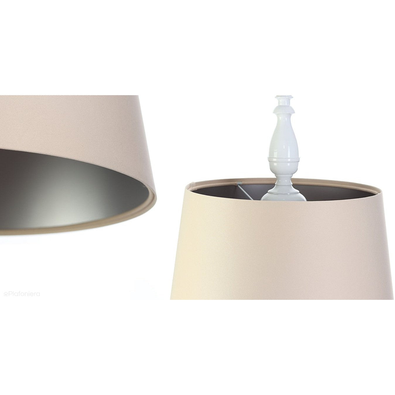 Satynowy rustykalny abażur -kremowa lampa wisząca (biały metal) Magnolia, ręcznie robiona