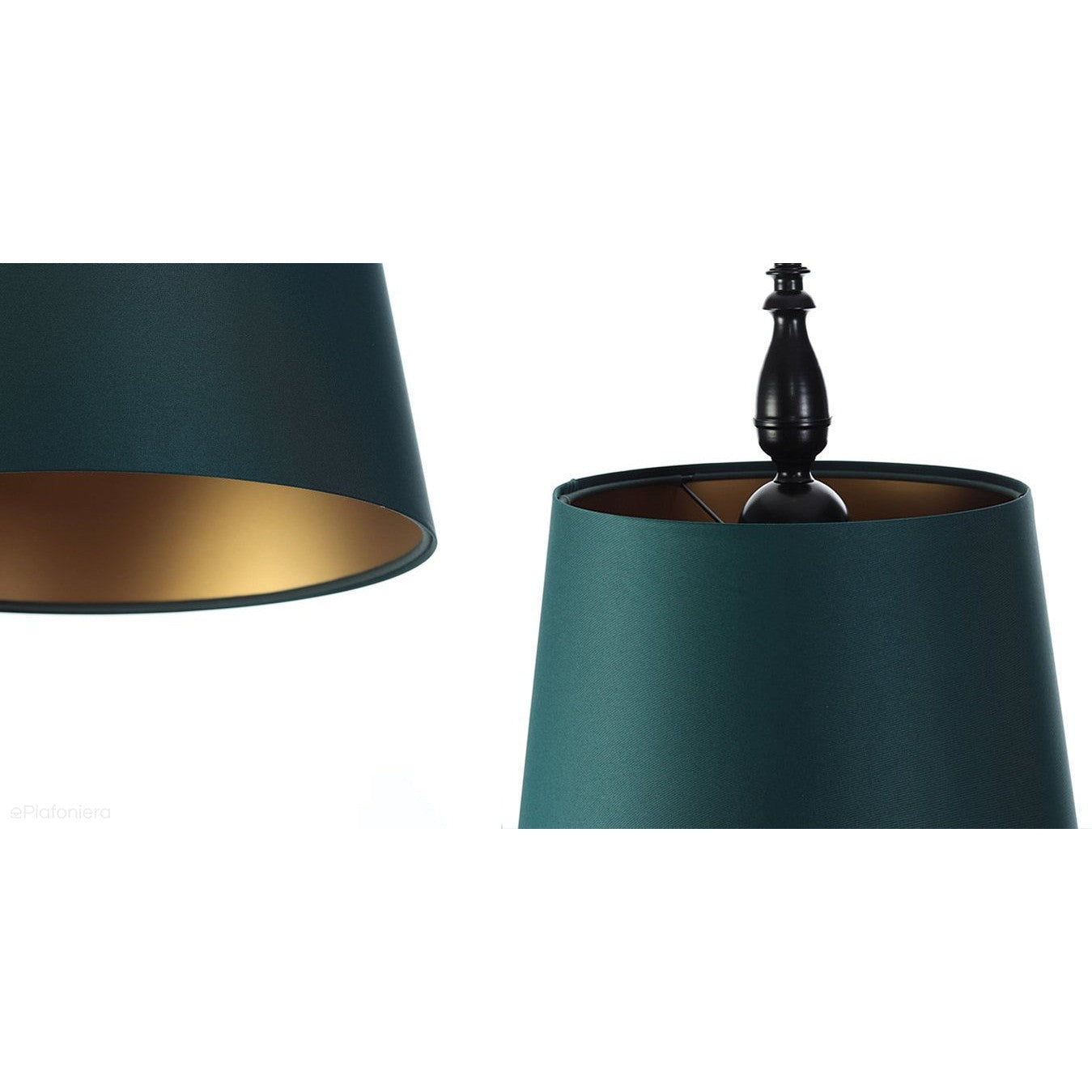 Satynowy rustykalny abażur -zielona lampa wisząca (czarny metal) Gardenia, ręcznie robiona
