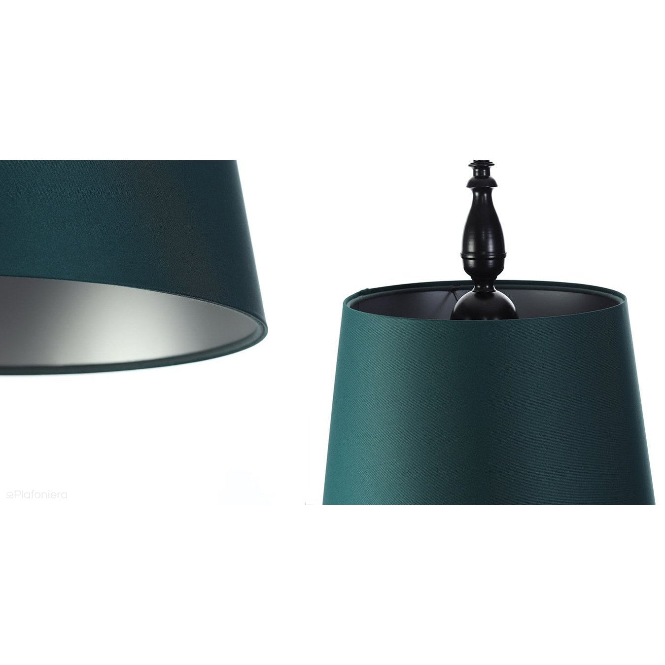 Satynowy rustykalny abażur -zielona lampa wisząca (czarny metal) Gardenia, ręcznie robiona