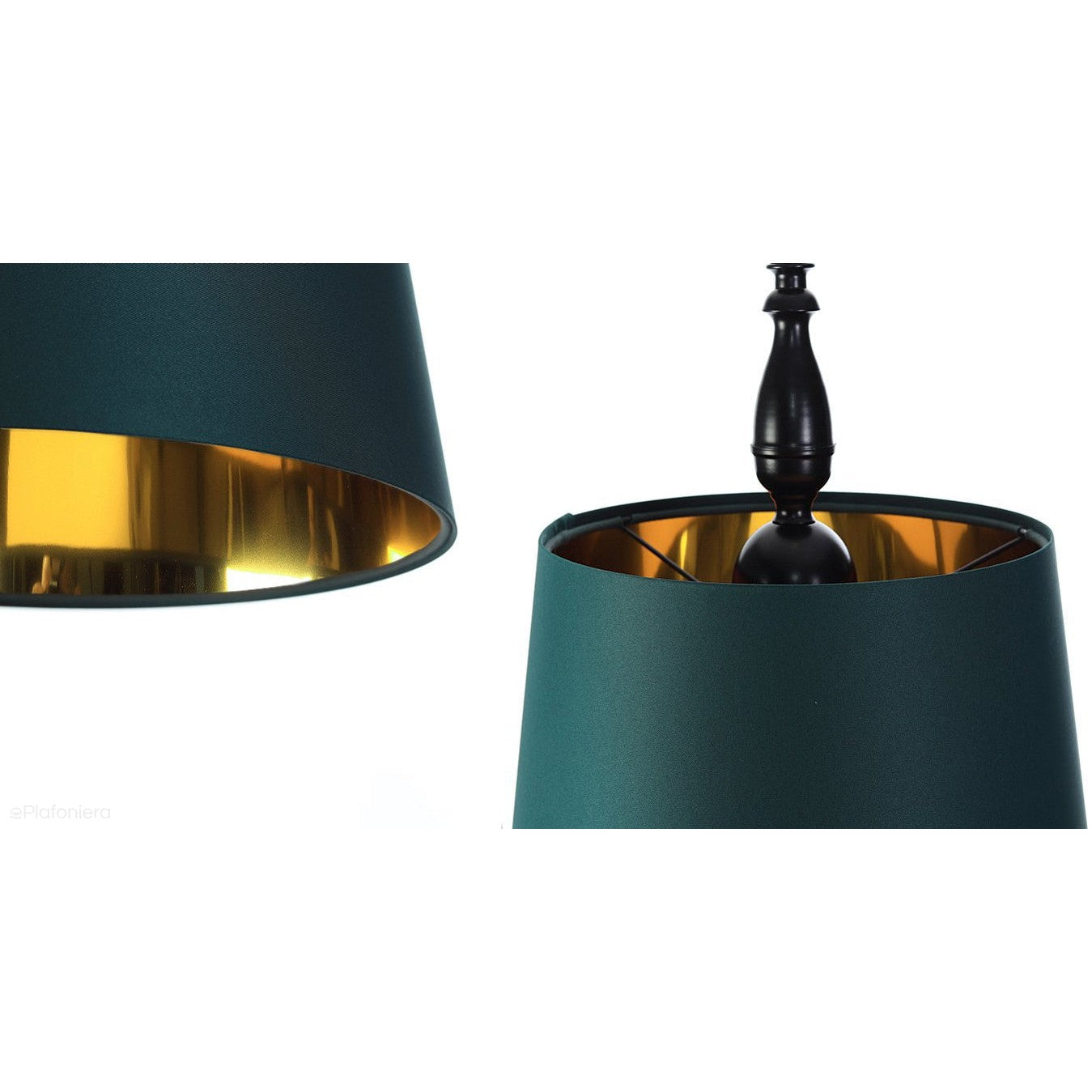 Satynowy rustykalny abażur -zielona lampa wisząca (czarny metal) Gardenia, ręcznie robiona