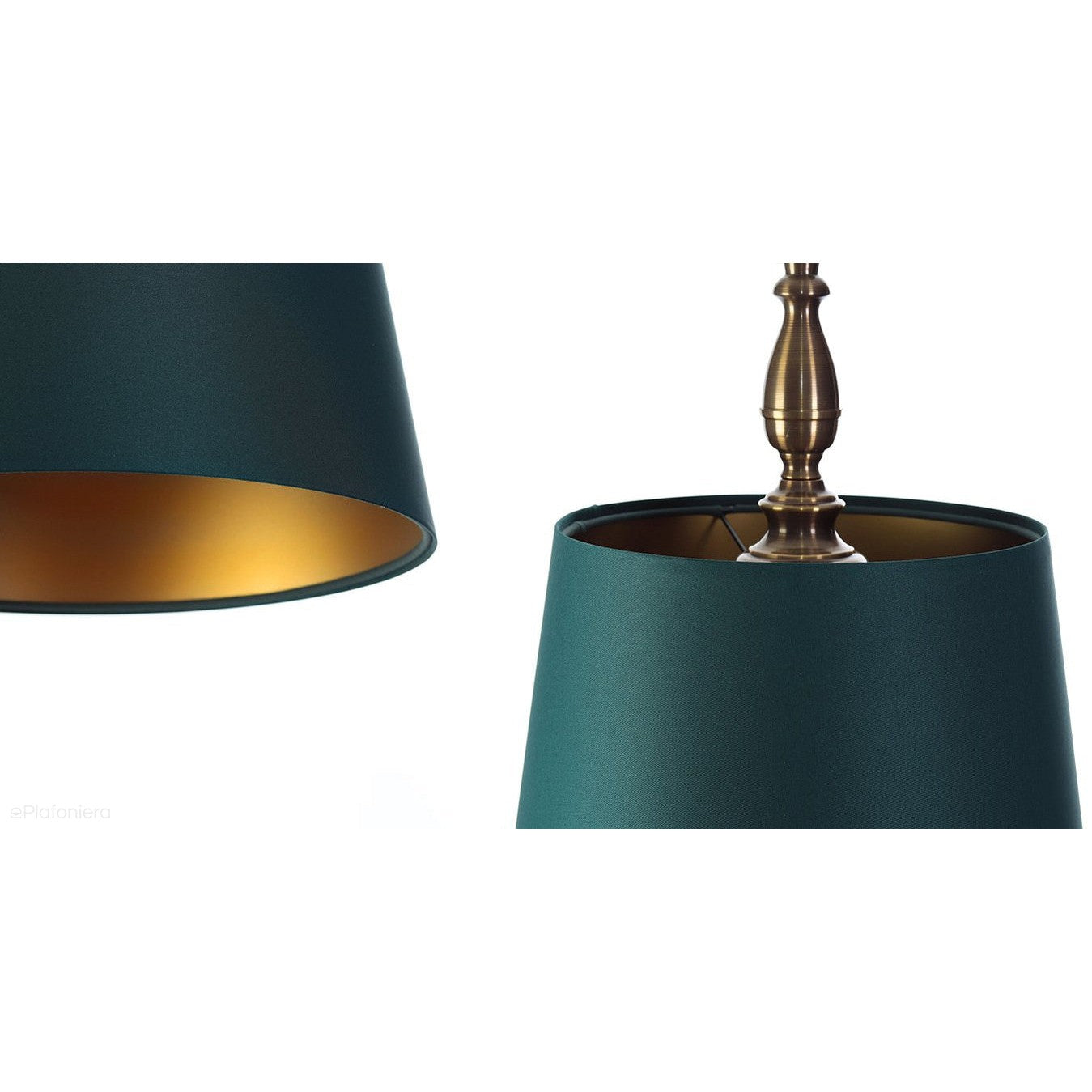 Satynowy rustykalny abażur -zielona lampa wisząca (mosiądz) Gardenia, ręcznie robiona
