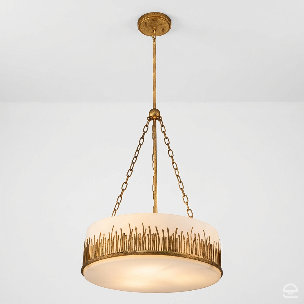 Sawgrass Large Round – duża lampa wisząca, płatkowe złoto
