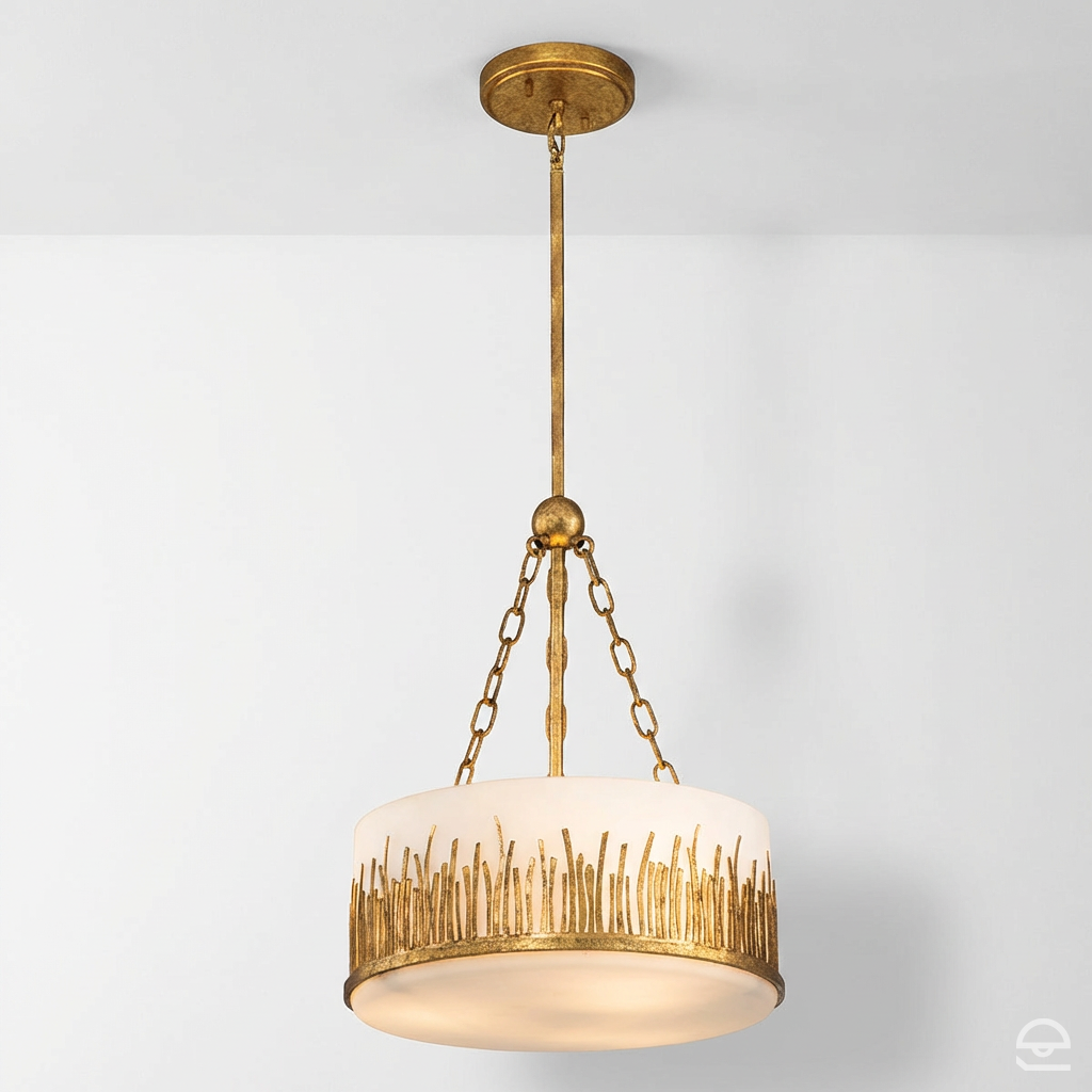 Sawgrass Medium Round – lampa wisząca okrągła, płatkowe złoto