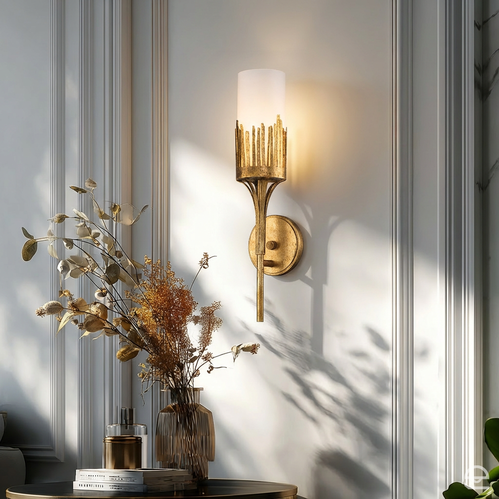 Sawgrass Torch – kinkiet pałacowy wysoki, płatkowe złoto