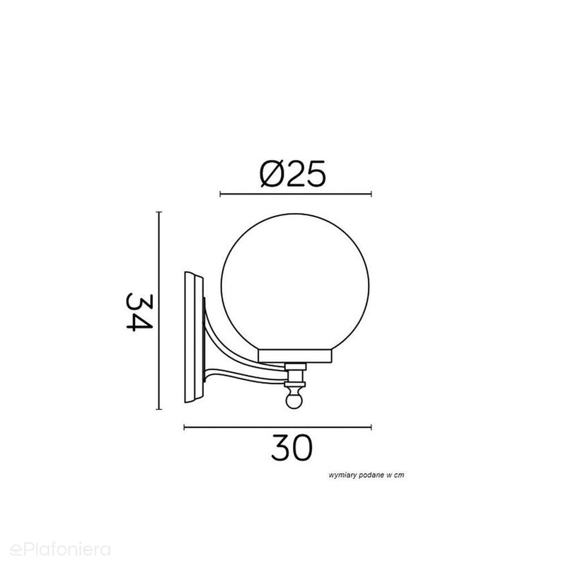 Ścienna lampa ogrodowa - kinkiet, krótki korpus (kula 20/25cm, 1x E27) SU-MA (kule classic)