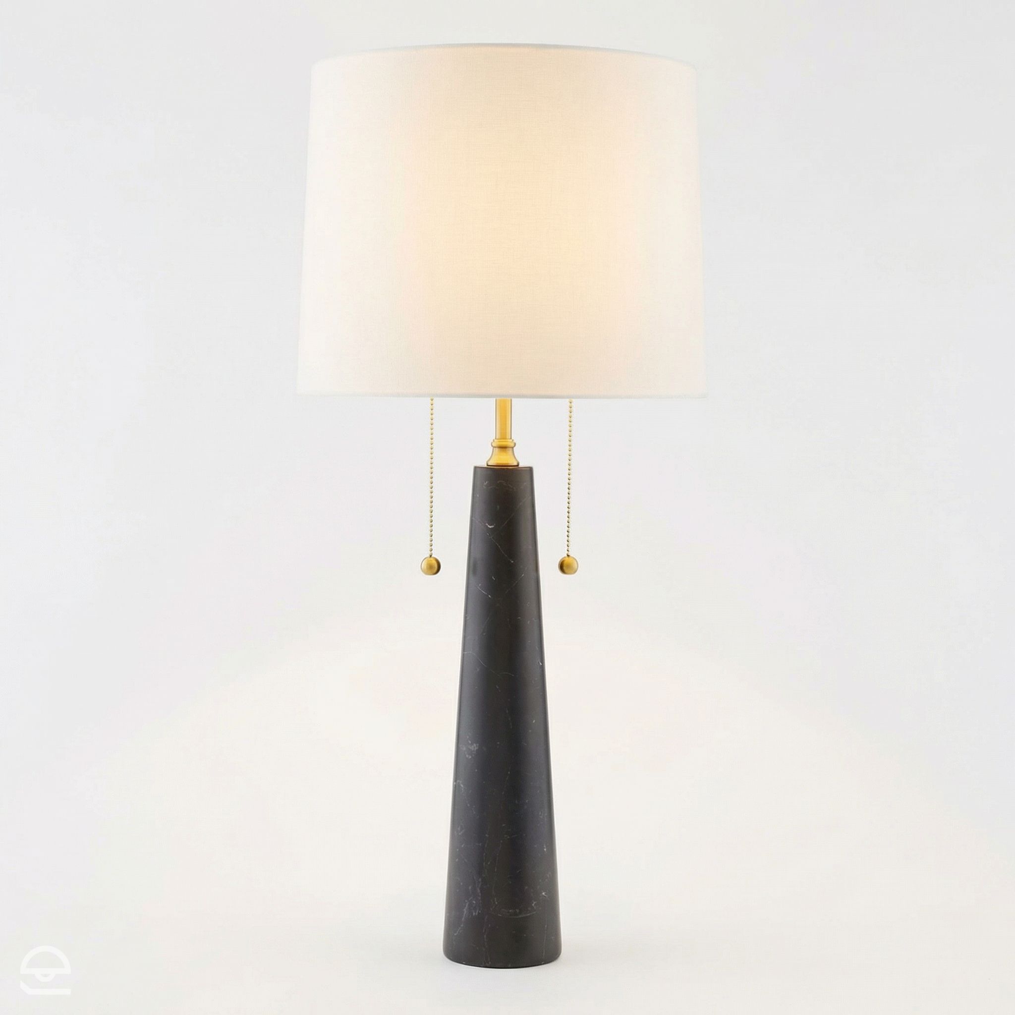 Sidney Black – lampa stołowa z abażurem off-white i czarnym marmurem