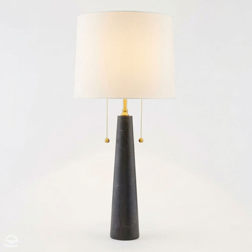 Sidney Black – lampa stołowa z abażurem off-white i czarnym marmurem