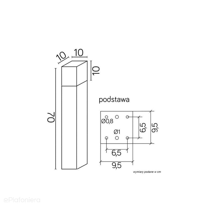 Słupek - lampa ogrodowa stojąca zewnętrzna (grafit/czarny/szary) (40/70/100cm, 1x E27) SU-MA (cube max)