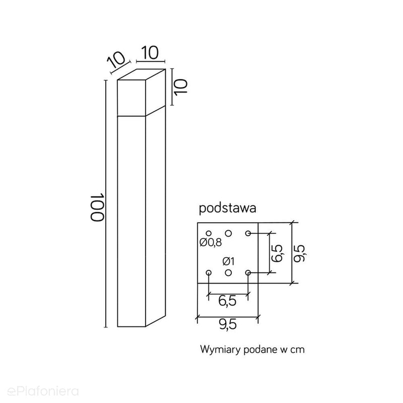 Słupek - lampa ogrodowa stojąca zewnętrzna (grafit/czarny/szary) (40/70/100cm, 1x E27) SU-MA (cube max)