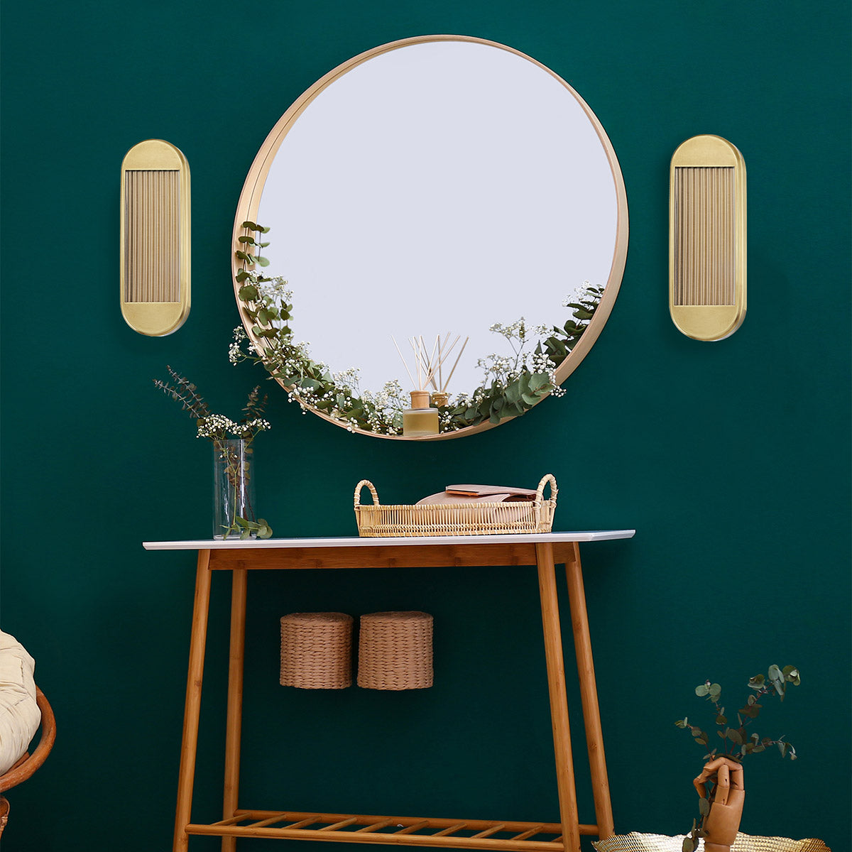 Średni kinkiet LED Palais - Vintage mosiądz, Alora - ePlafoniera.pl