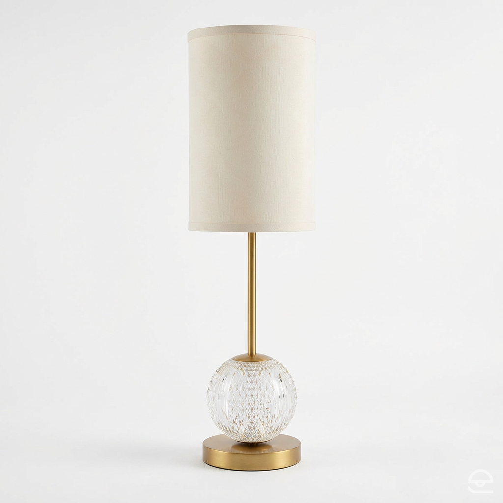 Średnia lampa stołowa LED Marni - Naturalny mosiądz, Alora