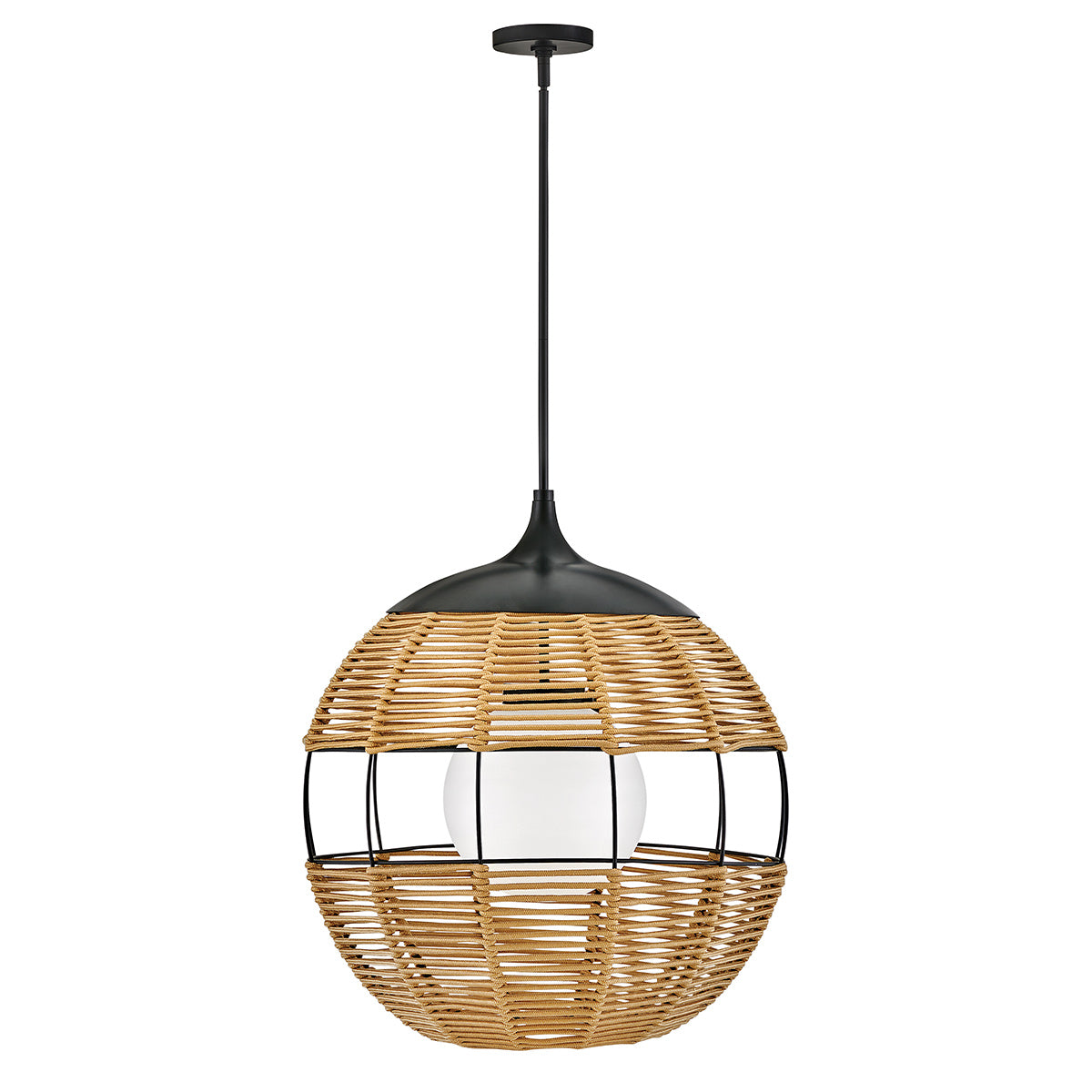 Średnia lampa wisząca Maddox - 1 źródło światła - Czarny, karmelowy beż, Hinkley - ePlafoniera.pl